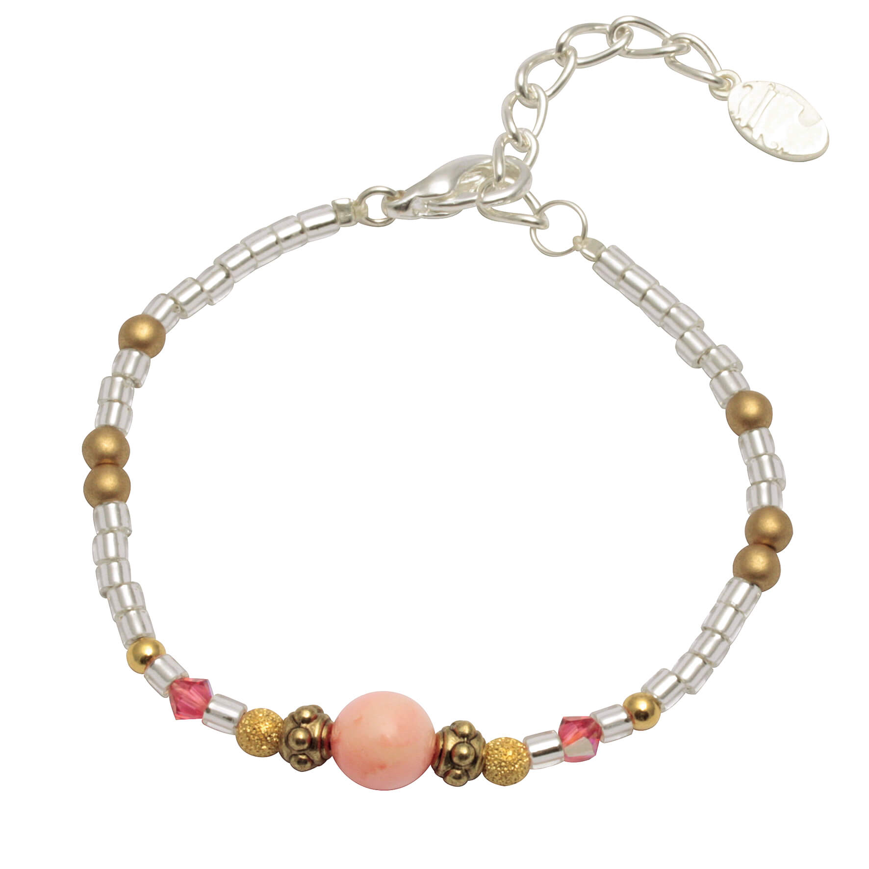 Crystal Dreams Perlenarmband mit Engelshaut-Koralle