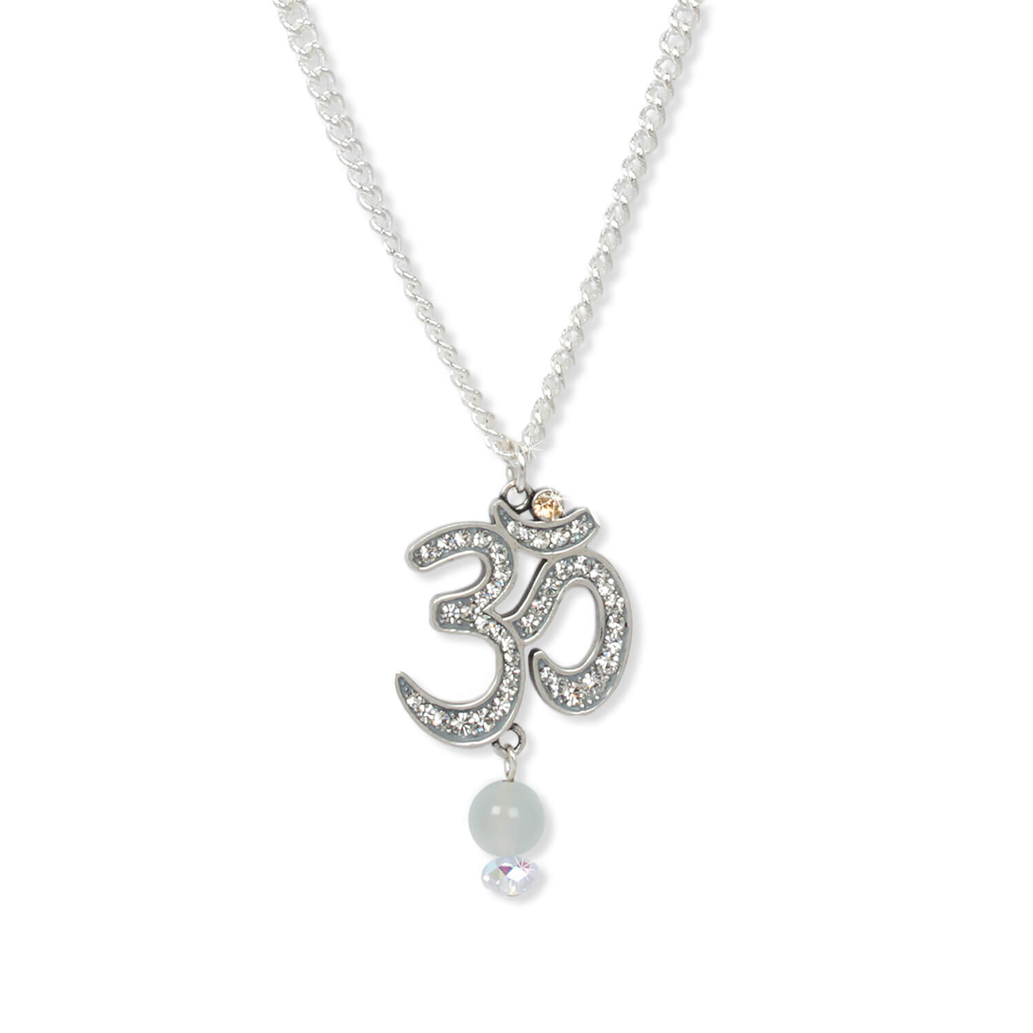 Antique Silver - Radiant Om Talisman Kette mit Mondstein