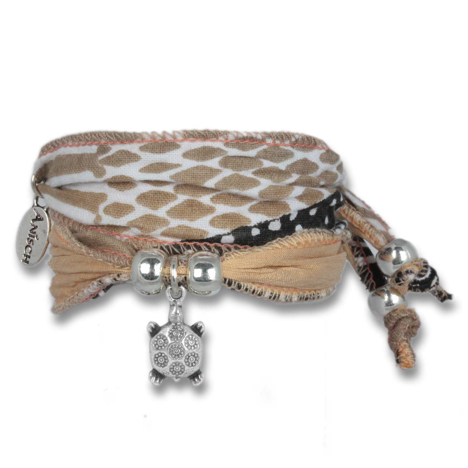 Nature Sand - Happy Symbol Wickelarmband aus afrikanischen Stoffen