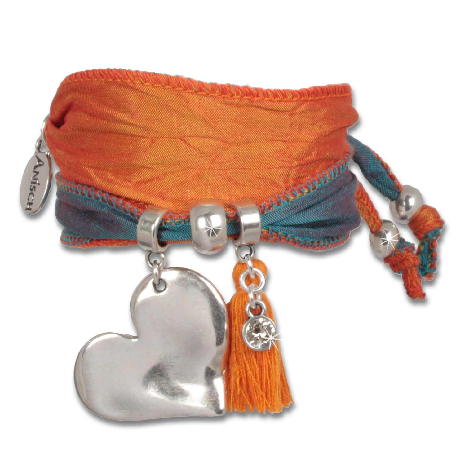 Peach - Magic Love Herzsarmband aus indischen Saris