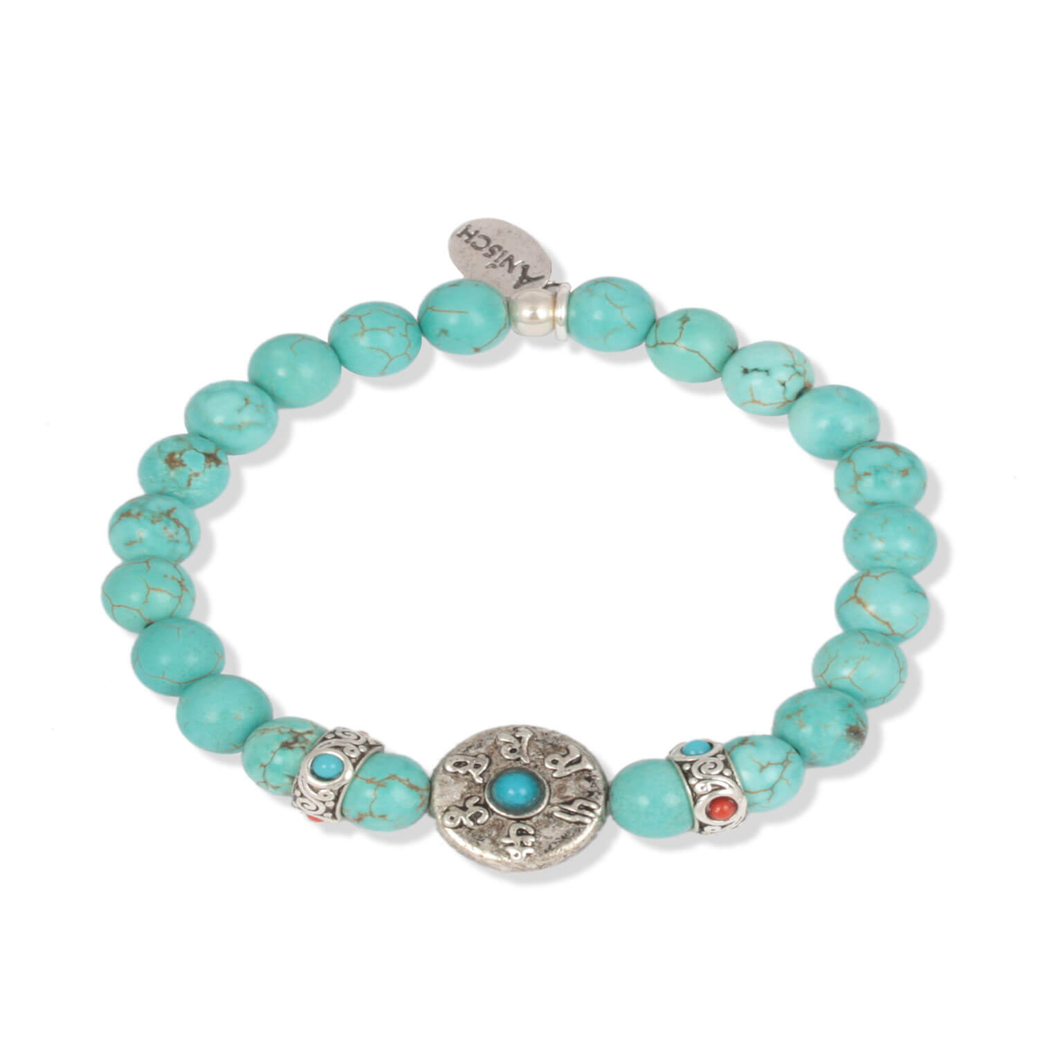 Turquoise Tibet Beads - Edelsteinarmband aus Magnesit, 8 mm