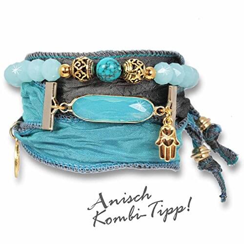 Serenity Blue - Blessing Armband aus indischen Saris