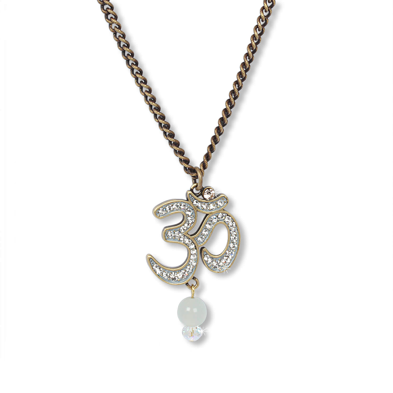 Antique Brass - Radiant Om Talisman Kette mit Mondstein