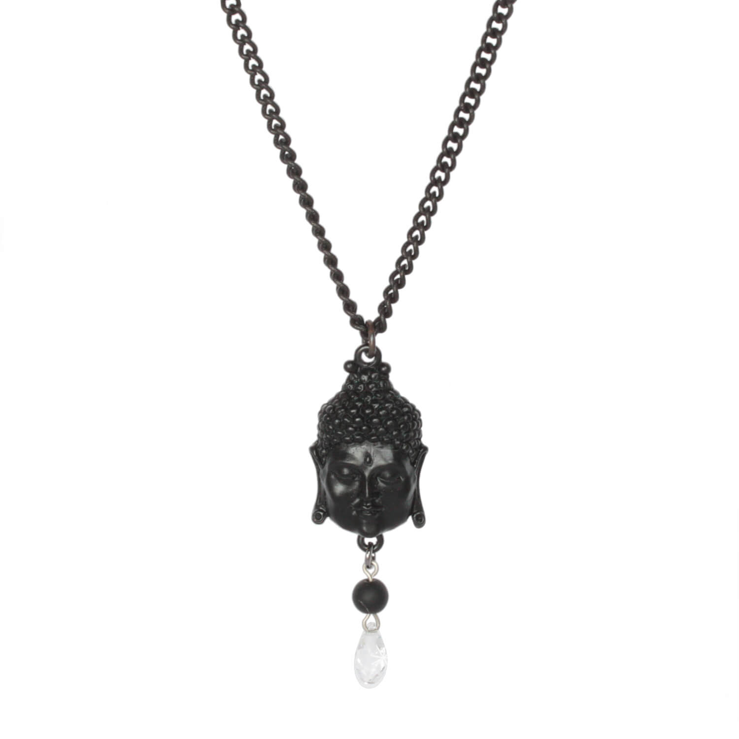 Black Metal - Buddha of Wisdom Talisman Kette mit Onyx