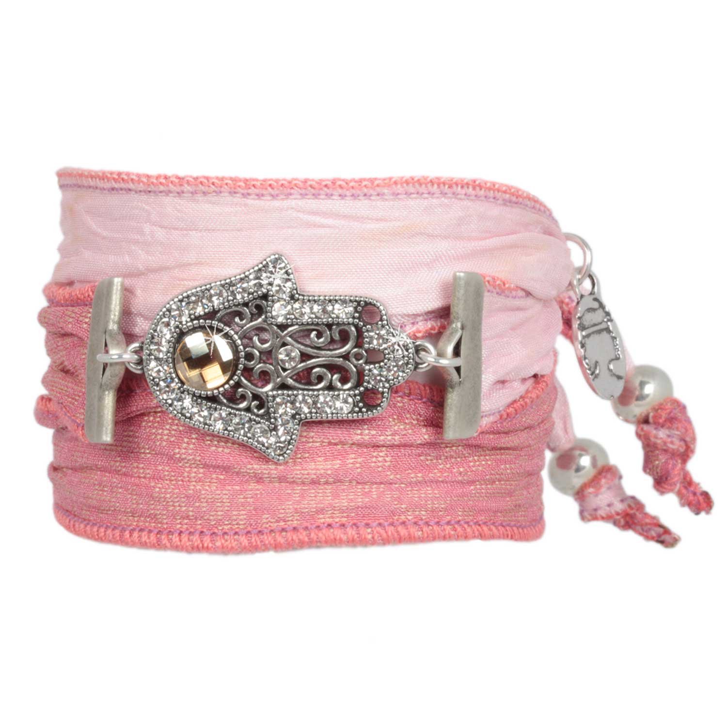 Rosé Mauve - Hand of Fatima Armband aus indischen Saris