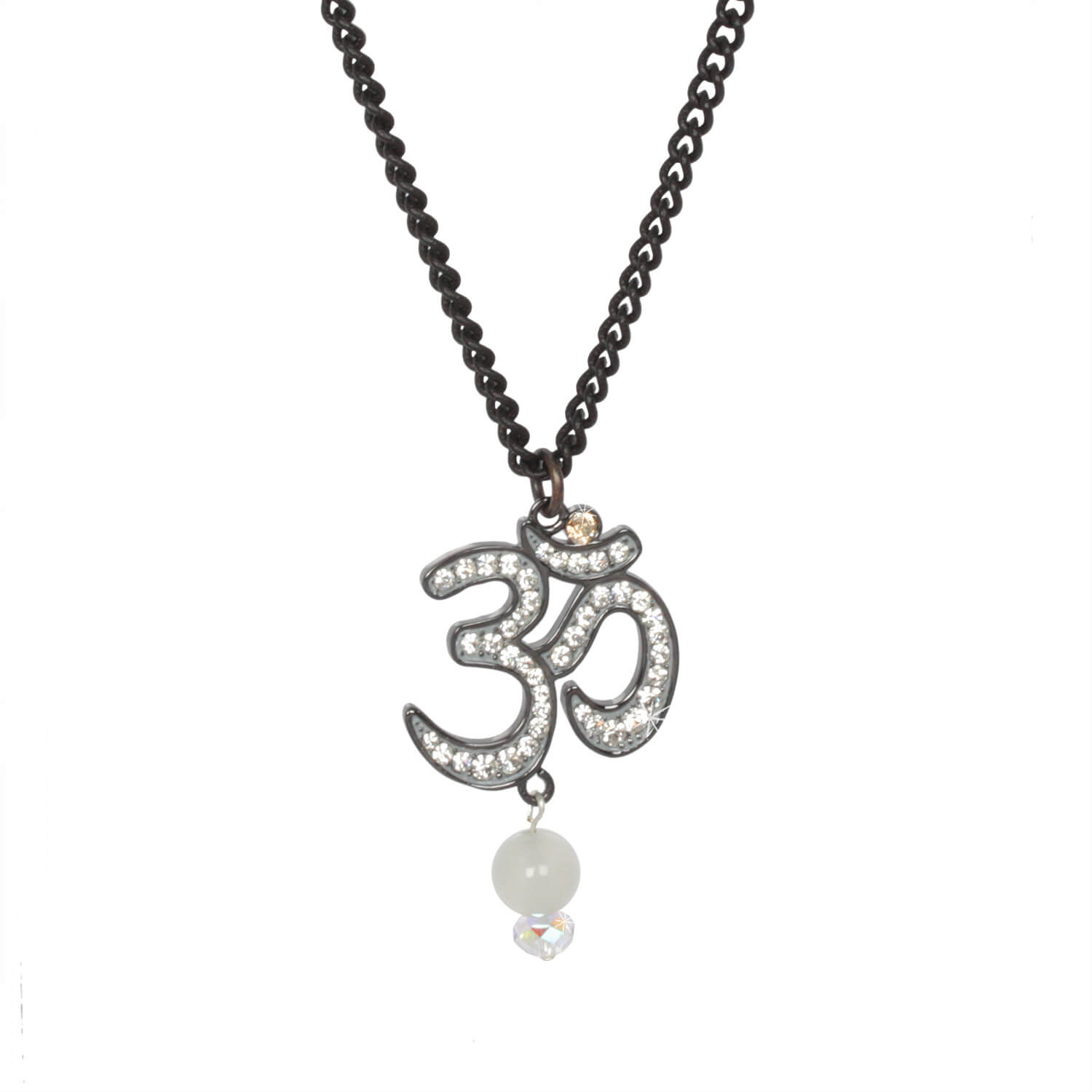 Black Metal - Radiant Om Talisman Kette mit Mondstein