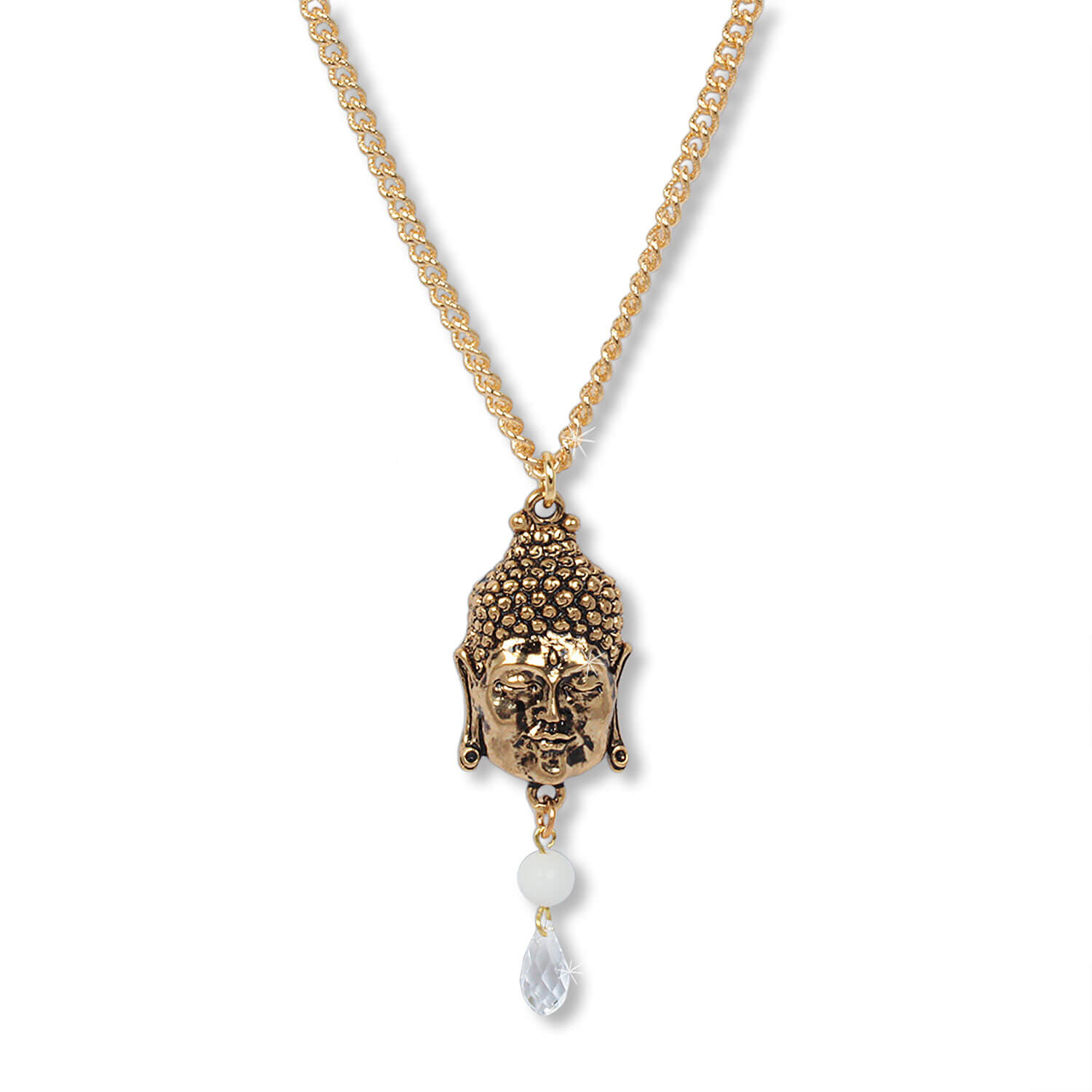 Shiny Gold  - Buddha of Wisdom Talisman Kette mit Jade
