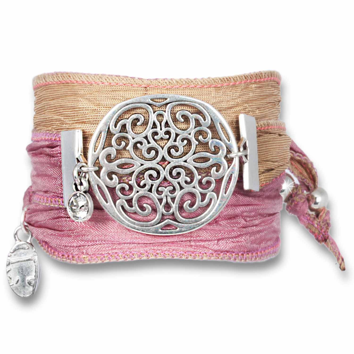 Rosé Natur - Flower of Soul Armband aus indischen Saris