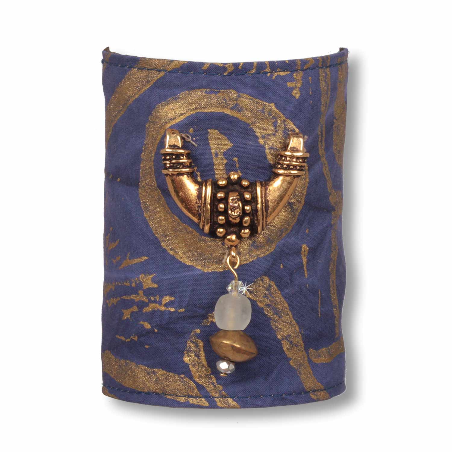 Blue African Tribal - Manschettenarmband aus Langapalu Stoff