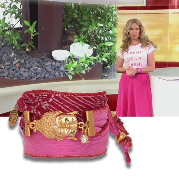 Golden Pink - Buddha of Wisdom Talismanarmband aus indischen Saris