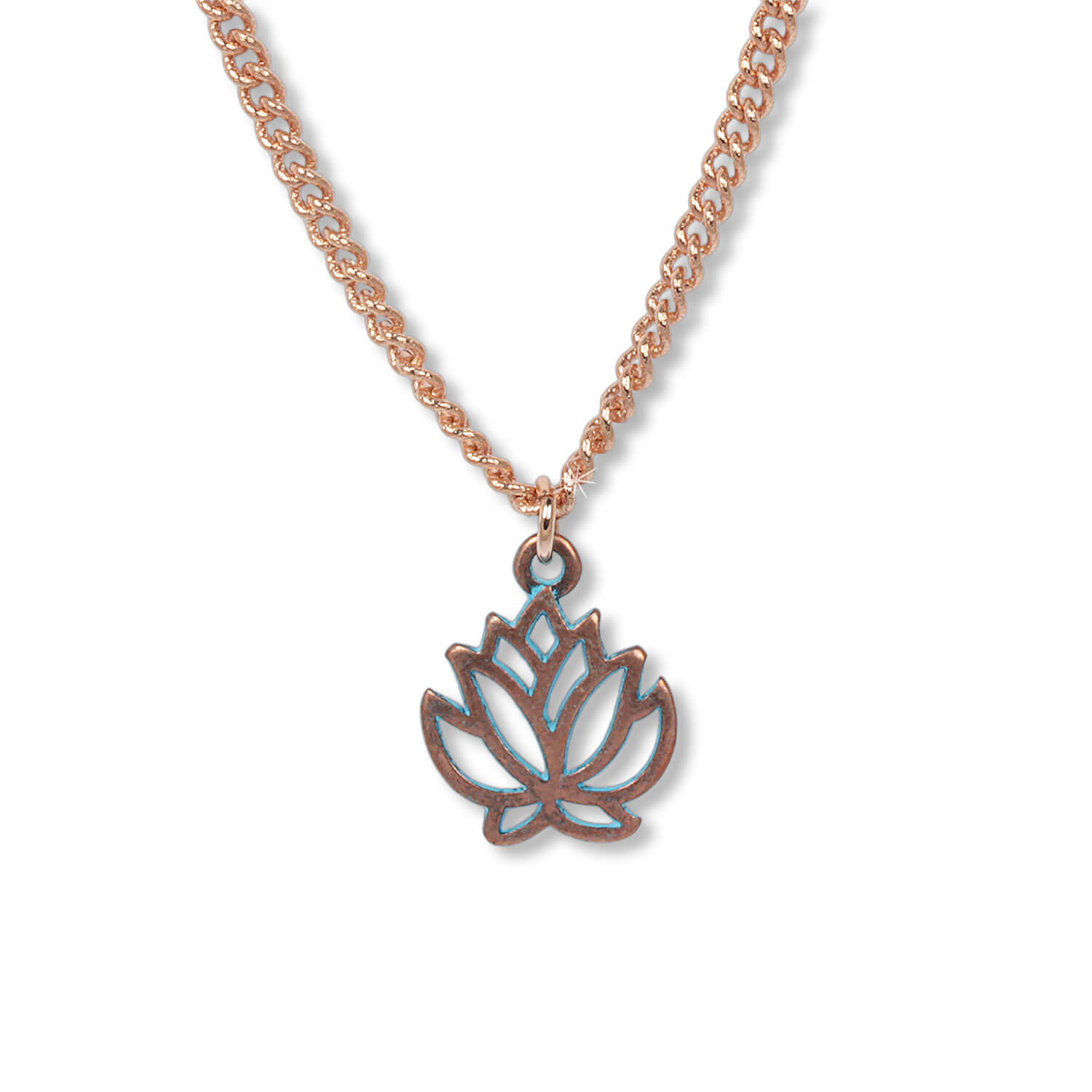Antique Roségold - Lotus Talisman Kette, 35-40 cm