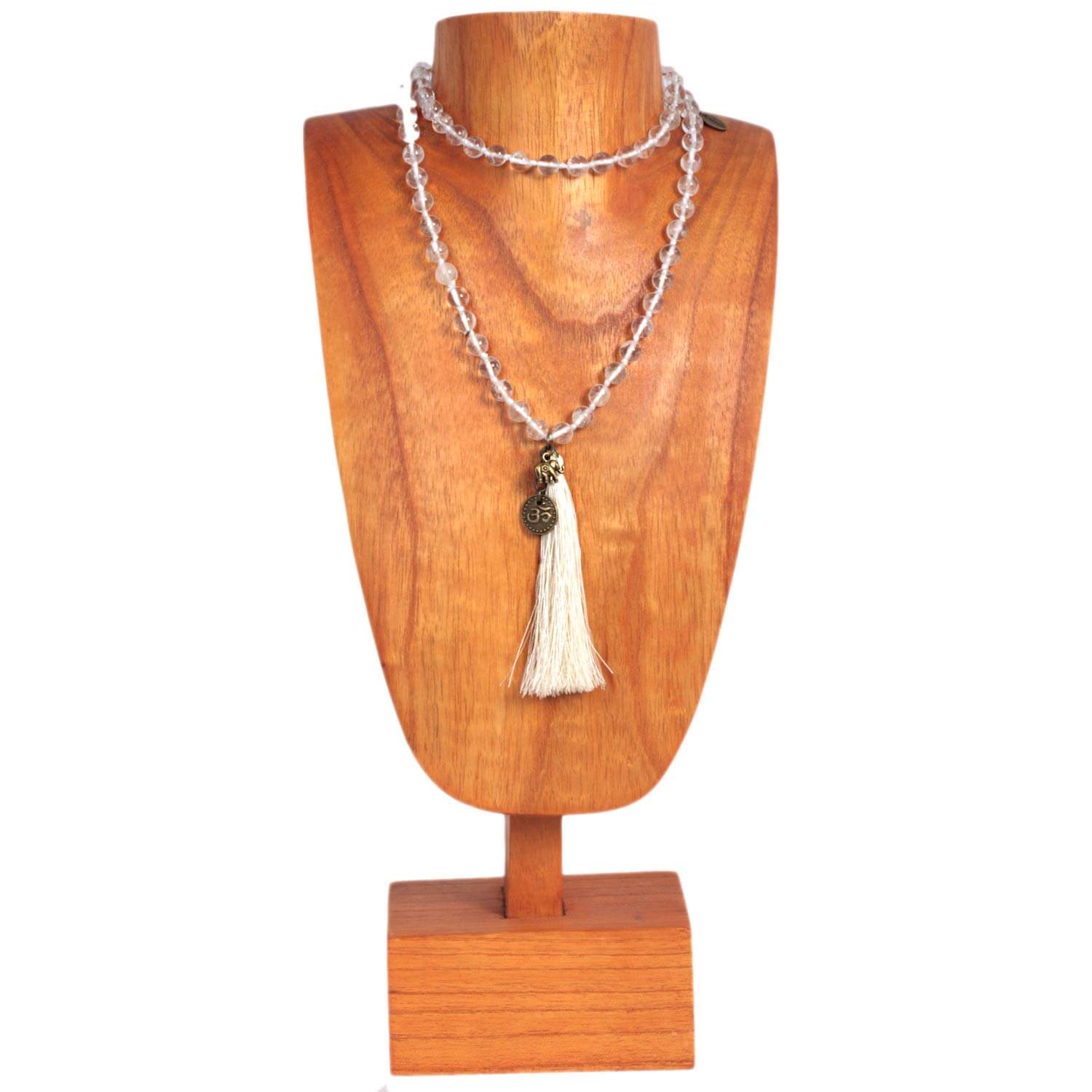 Well Being Bergkristall Kette aus Edelsteinen mit Quaste, 80 cm