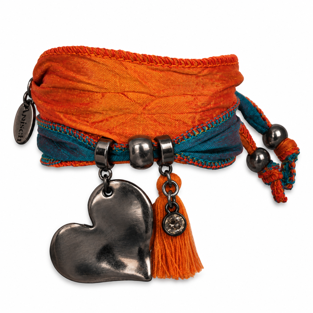 Peach - Magic Love Herzsarmband aus indischen Saris