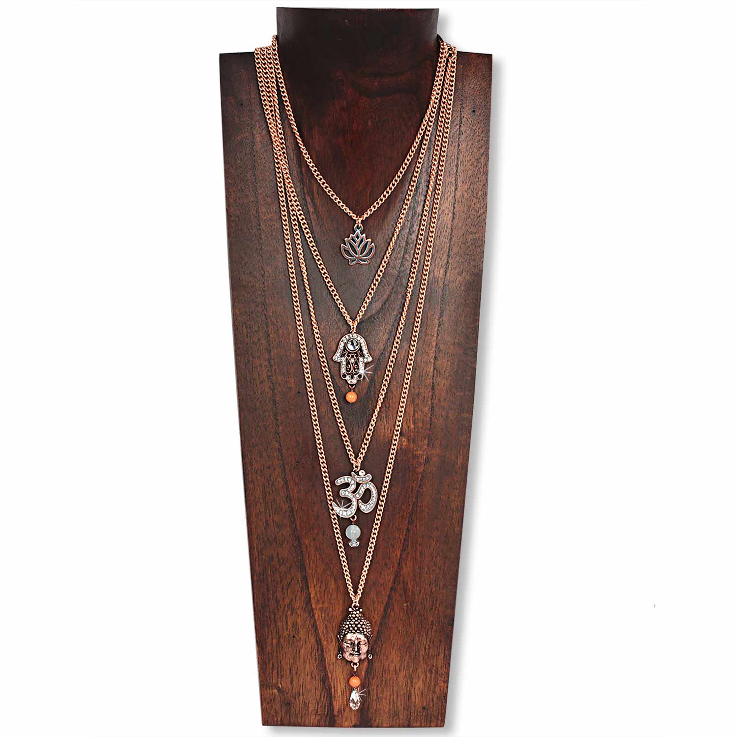 Antique Roségold - Lotus Talisman Kette, 35-40 cm