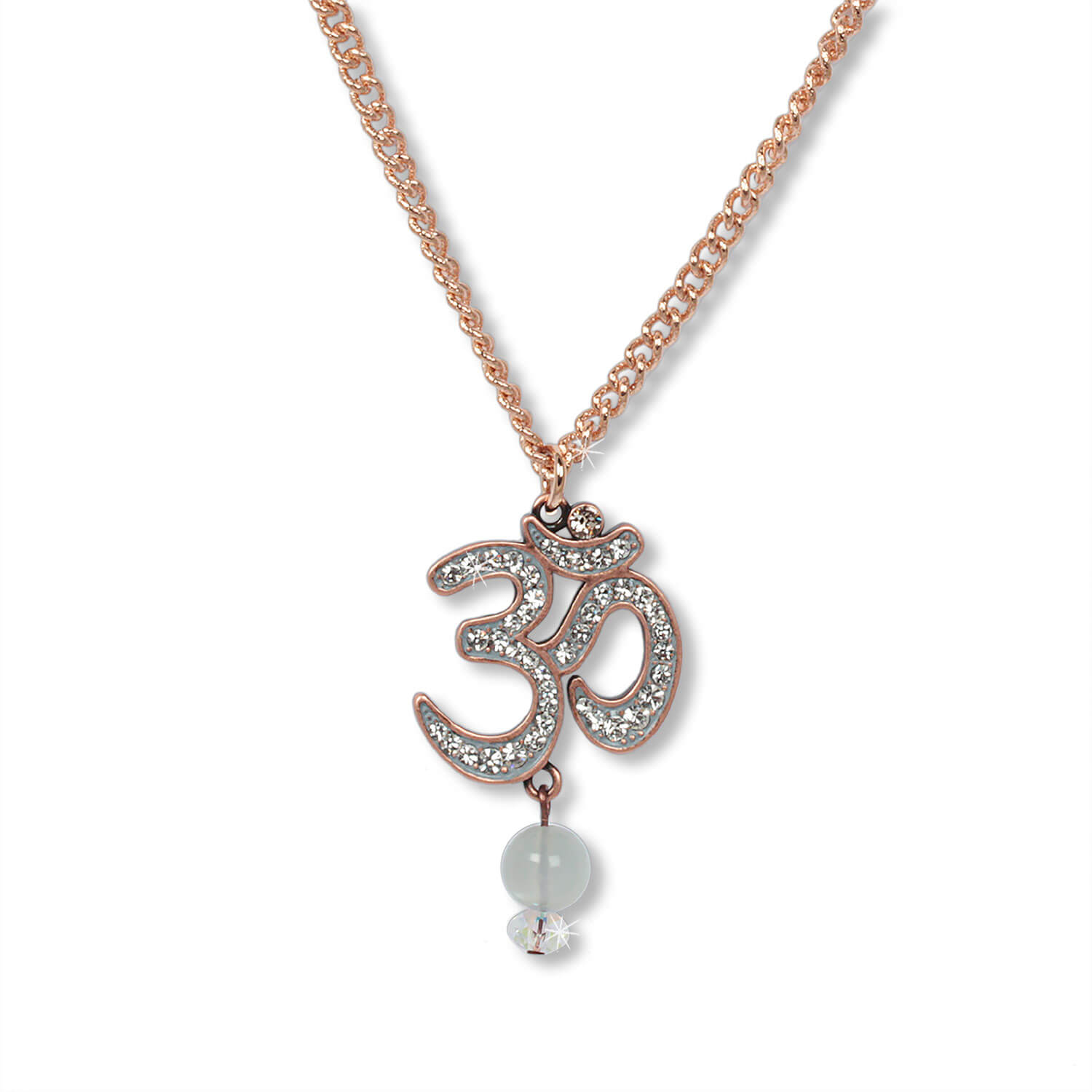 Antique Roségold - Radiant Om Talisman Kette mit Mondstein, 55-60 cm