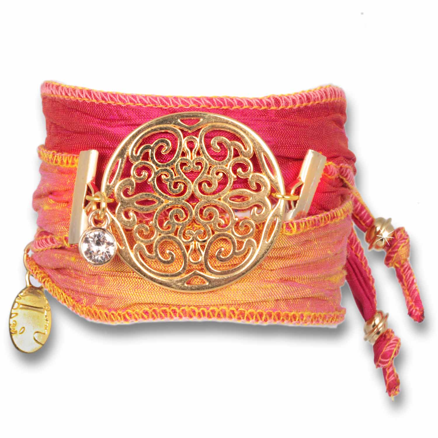 Peach Pink - Flower of Soul Talismanarmband aus indischen Saris