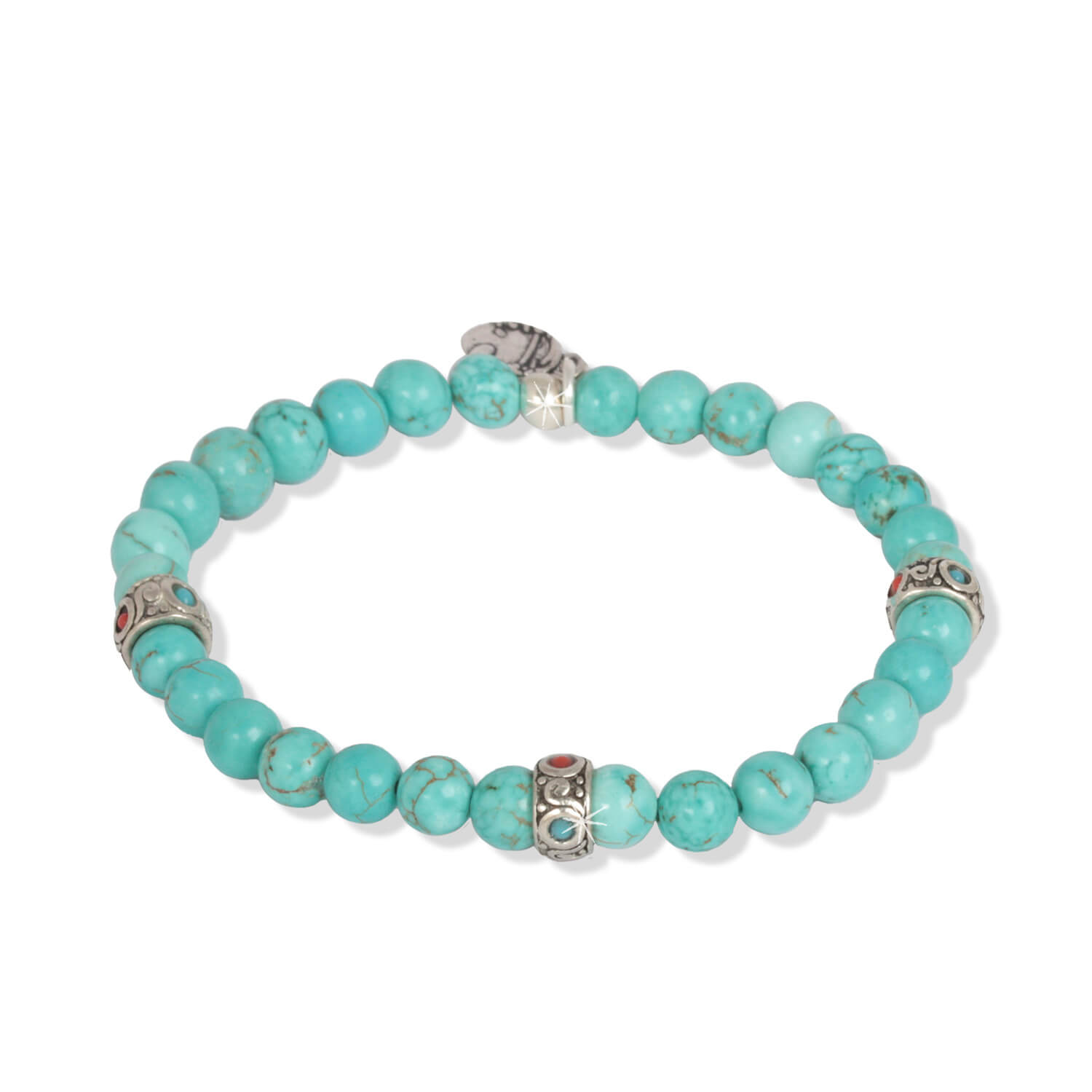 Turqouise Tibet Beads - Edelsteinarmband aus Magnesit, 6 mm