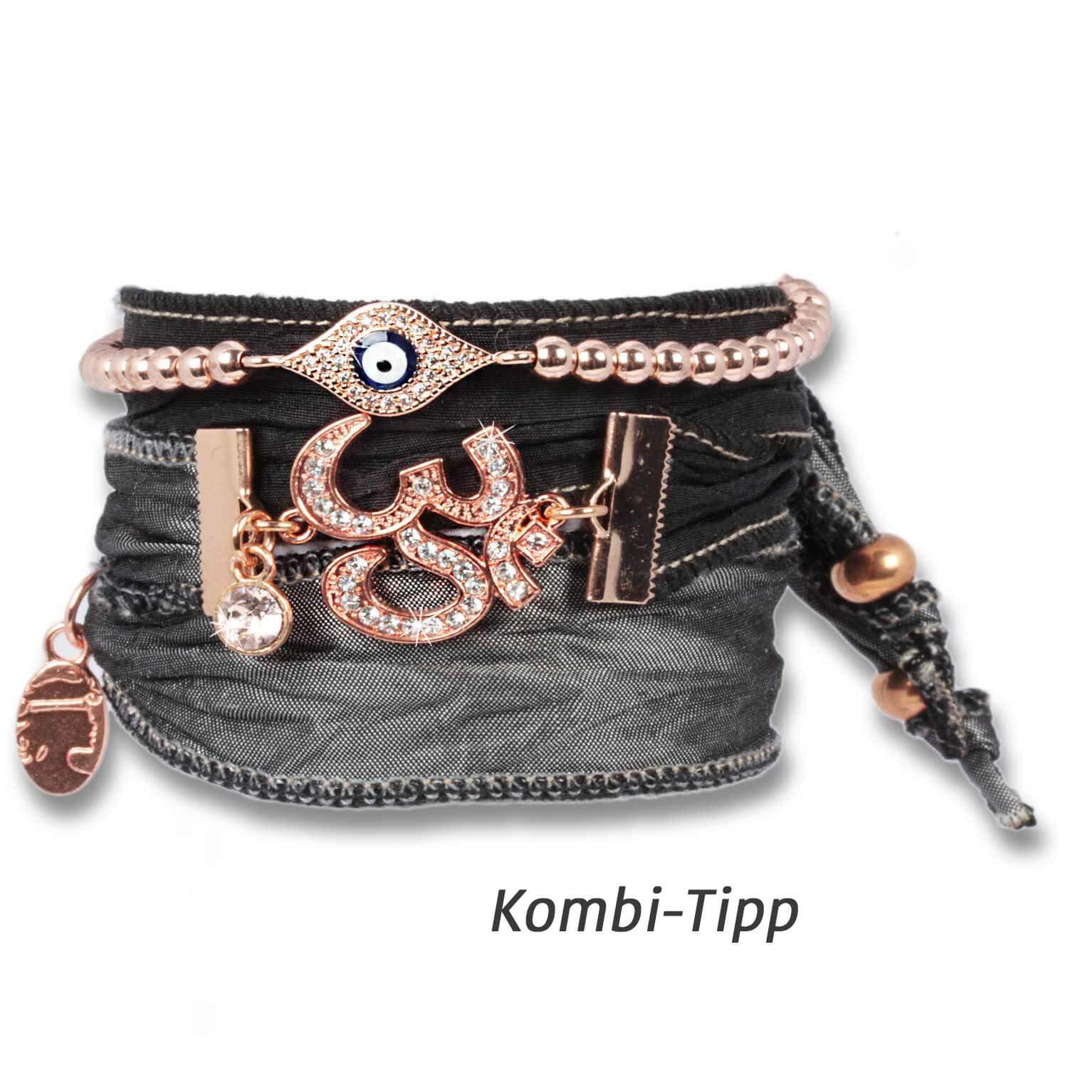 Rosègold - Evil Eye Schutzarmband mit Zirkonia
