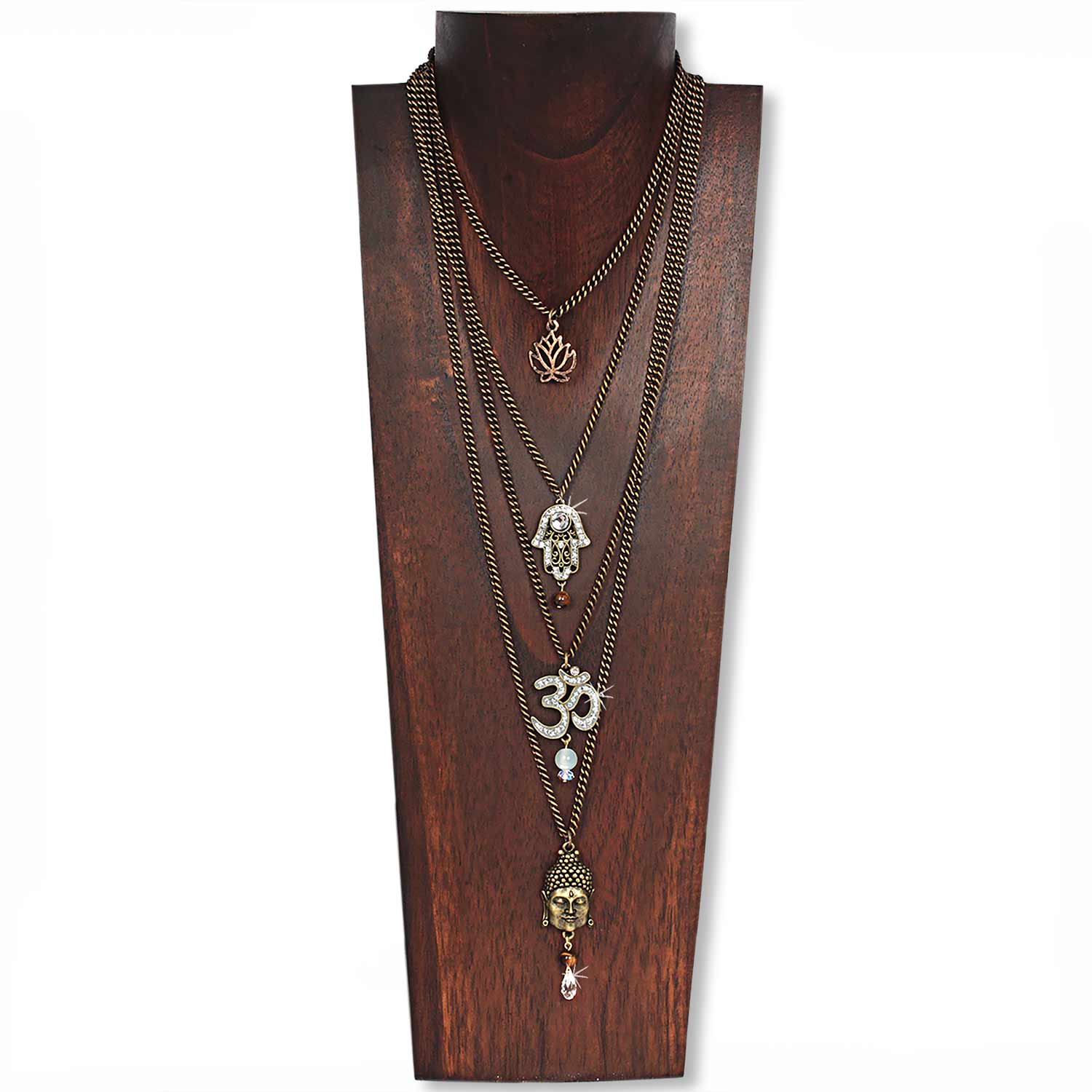Antique Brass - Radiant Om Talisman Kette mit Mondstein