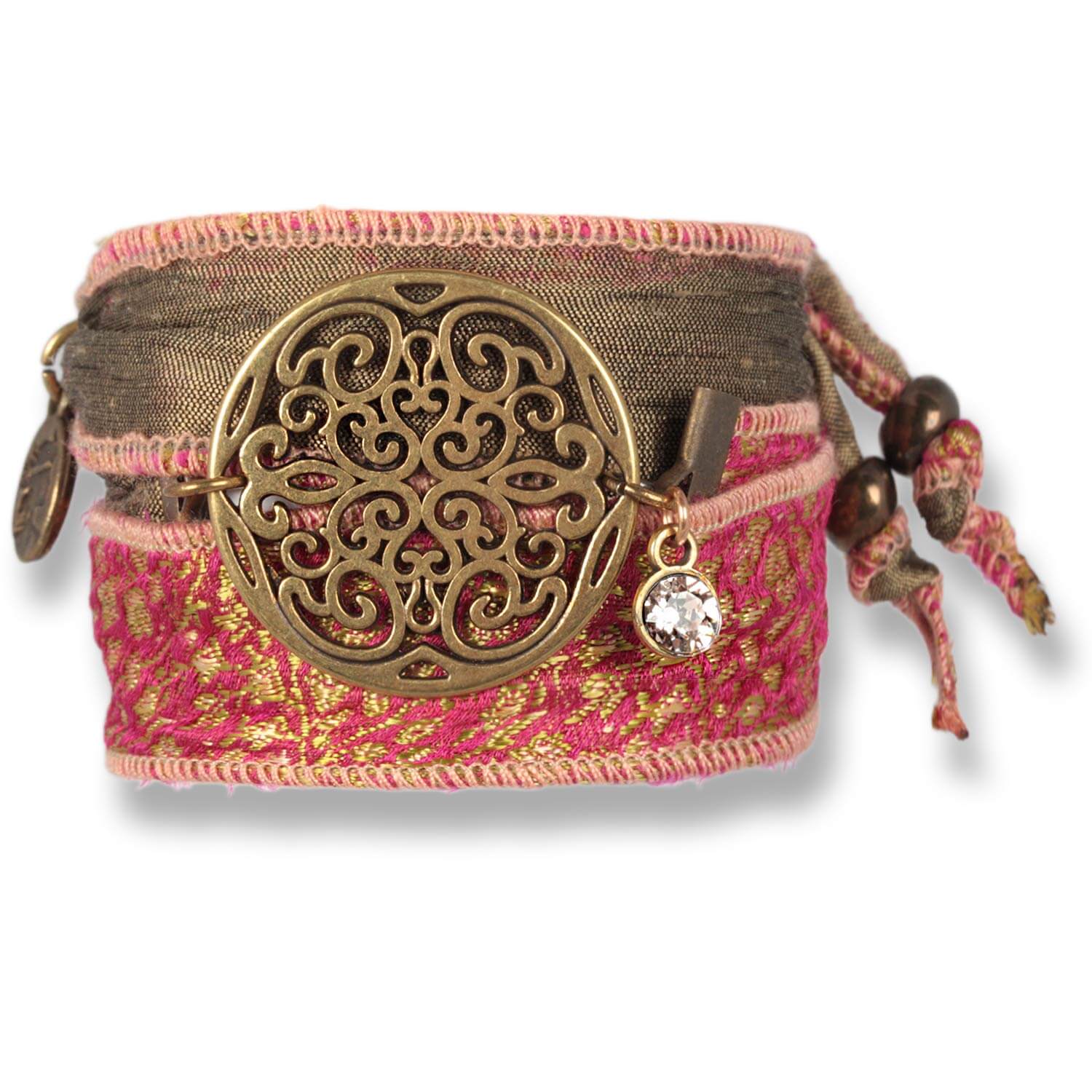 Pink Orchid  - Flower of Soul Armband aus indischen Saris